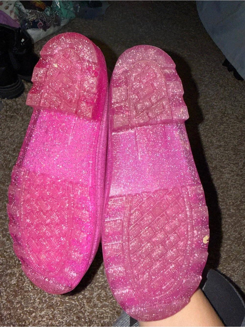Kids Glitter Pink Rain Boots w/Lights